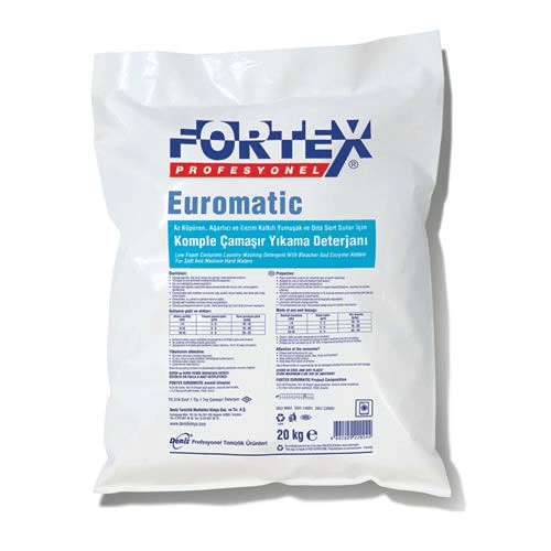 FORTEX EUROMATİC — Az Köpüren, Ağartıcı, Enzim Katkılı Komple Çamaşır Yıkama Deterjanı